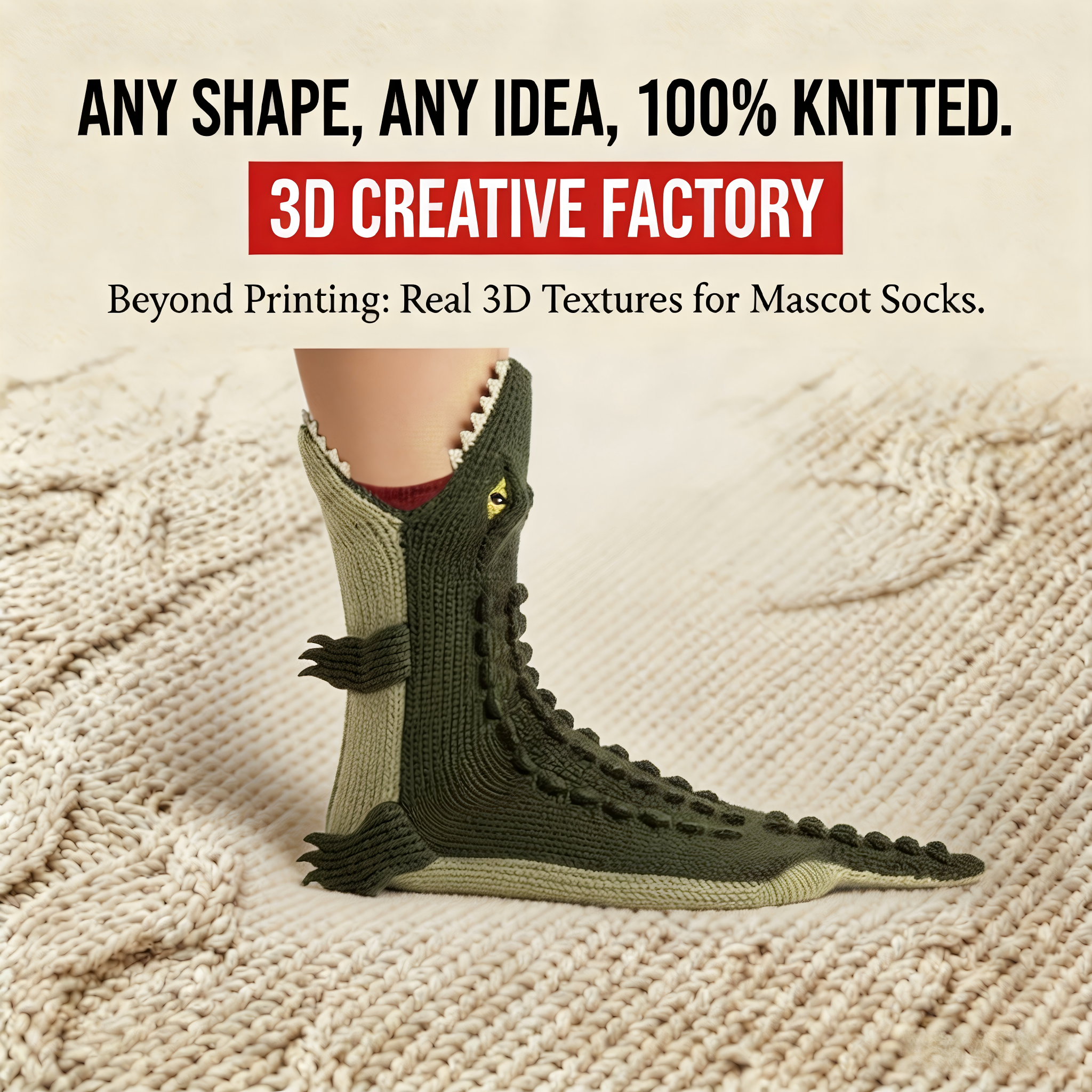 Bespoke 3D Knitted Socks Bulk Manufacturer One Hundred Ready Designs Any Shape Mascot Custom Promotional Swag Giftware Apparel
