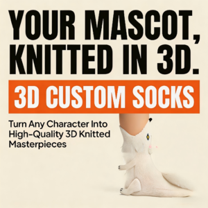 Custom 3D Arctic Fox Stuffed Plush Cotton Socks Medium Handmade Jacquard Knit Soft Novelty Gift Unisex Teens Adults Wholesale