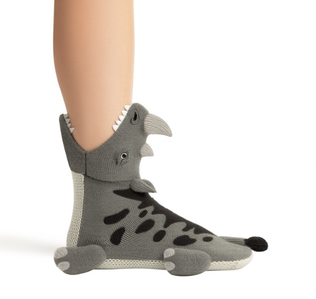 Bespoke Rhinoceros Horn Safari Wildlife Rhino 3D Socks Manufacturer We Knit Any Shape Mascot Promotional Swag Crew Slipper Cozy - Image 2